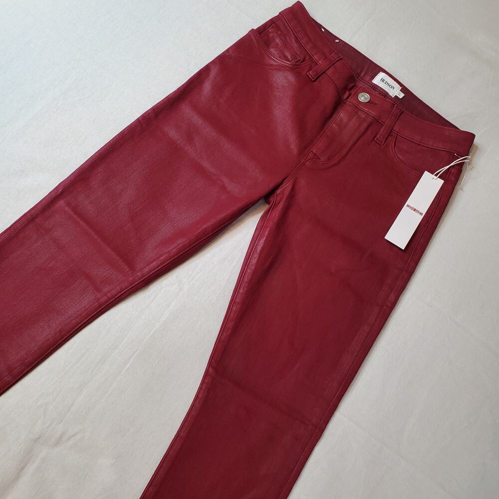 Hudson Women's Size 27 NWT Hudson Natalie Super Skinny Coated Jeans Red